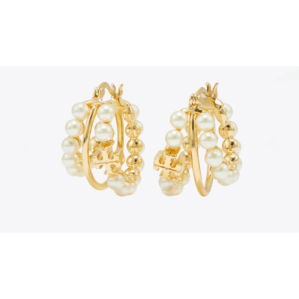 Tory Burch Multi-Hoop Pearl Earrings / Dustbag Included / NWT / Sold Out Online